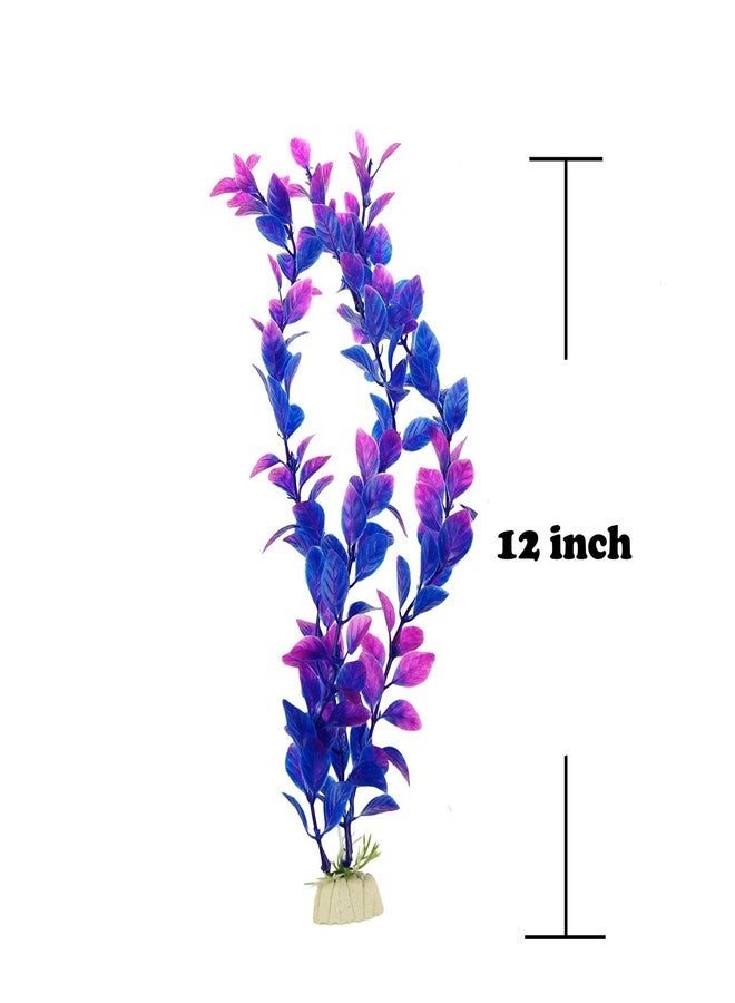 CNZ Aquarium Decor Fish Tank Decoration Ornament Artificial Plastic Plant Green (12-inch Purple, 3pcs) - Image 2